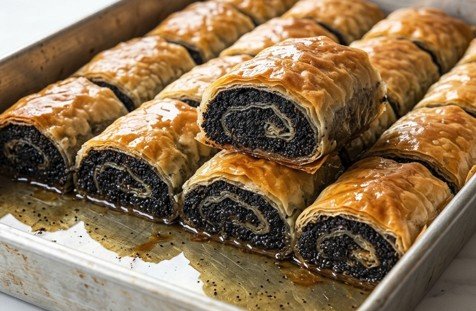 Rolovana Baklava sa Makom: Hrskava spolja, nevjerovatno sočna iznutra